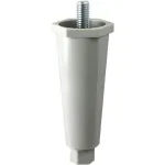 All Points 28-1588 Gray Plastic 4" Adjustable Equipment Leg; Hex Foot; 3/8"-16 Stud Mount