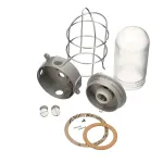 All Points 38-1322 Junction Box Light Fixture; Plastic Coated Glass Globe; Wire Guard
