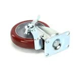 Carter-Hoffmann 18301-5222 Caster, 5", Swivel, with Brake, Plate, Red Poly