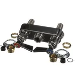 Fisher 67423 Deck Mounted 1/2" Stainless Steel Faucet Base with 4" Centers, Swivel Stems, Swivel Outlet, and Lever Handles