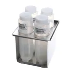 Server 86994 SBH-4 FIFO SQUEEZE BOTTLE HOLDER, drops in the space of a 1/6-size pan, with (4) 16 oz. FIFO squeeze bottles (86989), lid cutout for bottles and open frame design keeps cold in and circulating around bottles, condiments and sauces are held up to 10 F co