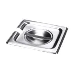 Server 90094 1/6-SIZE PAN LID, lift-off, flat, notched, with handle, fits standard 1/6-size steam table pans, stainless steel                   