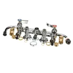 Fisher 97470 Faucet, 8" Backsplash Mount with Elbows, Lever Handles, 14" Swing Spout