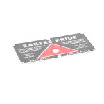 AS-U1224A Bakers Pride - Premium Instruction Plate