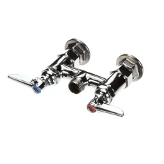 T&S Brass B-0225-LN Double Pantry Base Faucet, Swivel, Deck Mount, 4"Center, Less Nozzle
