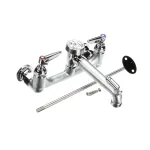 T&S Brass B-0665-RGH Service Sink Faucet, Wall Mount, 8" Center,Vacuum Breaker, Garden Hose Outlet