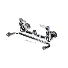 T&S Brass B-2342 Double Pantry Faucet, Wall Mount, 8" On Center, 10" Nozzle