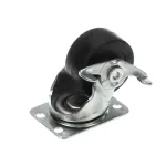 Caster with Brake, 2&quot;, Swivel Plate, Hard Rubber, Single