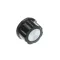 Knob with Set Screw, Fluted with Skirt, Black/Silver