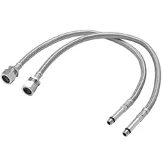 T&S 012534-45 18" Flexible Stainless Steel Supply Hose with 1/2" NPSM Male Threads - 2/Pack