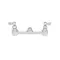 Fisher 13188 Backsplash Mounted 1/2" Brass Faucet Base with 8" Centers, Swivel Stems, Rigid Outlet, and Lever Handles