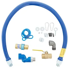 Dormont 1675KITS48 Deluxe 48" Moveable Gas Connector Kit with Swivel MAX®, SnapFast® Quick Disconnect, Two Elbows, and Restraining Cable - 3/4" Diameter
