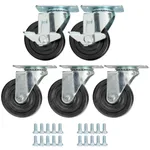 Avantco 178A4PCKIT5 4" Swivel Plate Casters with Mounting Hardware - 5/Set