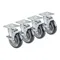 Krowne 28-115S 4" Swivel Plate Caster Set with 3 1/2" x 3 1/2" Plates and Side Brakes