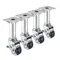 Krowne 28-117S 8 1/2" - 10 1/2" Adjustable Height Swivel Plate Caster Set with 3 1/2" x 3 1/2" Plates and Side Brakes
