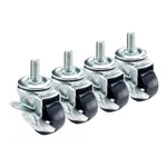 Krowne 28-139S 2" Low-Profile Swivel Stem Caster Set with 1/2"-13 Threading and Side Brakes