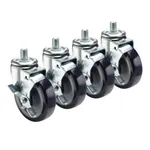 Krowne 28-147S 5" Heavy-Duty Swivel Stem Caster Set with 3/4"-10 Threading and Side Brakes