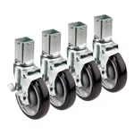 Krowne 28-174S 5" Wire Shelving Swivel Square Post Caster Set with Side Brakes