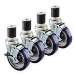 Krowne Economy Series 30-125S 5" Worktable Swivel Stem Caster Set with 1 1/2" Stems and Side Brakes