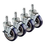 Krowne Economy Series 30-151S 5" Wire Shelving Swivel Stem Caster Set with Side Brakes