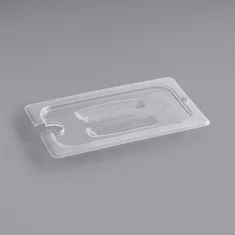 Cambro 40CWCHN135 Camwear 1/4 Size Clear Polycarbonate Handled Lid with Spoon Notch