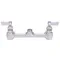 Fisher 61549 Backsplash Mounted 1/2" Stainless Steel Faucet Base with 8" Centers, Swivel Stems, Swivel Outlet, and Lever Handles