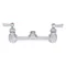 Fisher 61565 Wall Mounted 1/2" Stainless Steel Faucet Base with 8" Centers, Swivel Stems, Swivel Outlet, and Lever Handles
