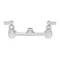Fisher 61662 Backsplash Mounted 1/2" Stainless Steel Faucet Base with 8" Centers, Check Stems, Rigid Outlet, and Lever Handles