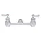 Fisher 61689 Wall Mounted 1/2" Stainless Steel Faucet Base with 8" Centers, Check Stems, Rigid Outlet, and Lever Handles