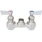 Fisher 62839 Backsplash Mounted 1/2" Stainless Steel Faucet Base with 4" Centers, Swivel Stems, Swivel Outlet, and Lever Handles