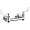 Chicago Faucets 640-LES317YAB Wall-Mounted Manual Sink Faucet Base with Adjustable Centers, No Spout, and 4" Wristblade Handles