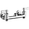 Chicago Faucets 640-LES369YAB Wall-Mounted Manual Sink Faucet Base with Adjustable Centers, No Spout, and 2 3/8" Lever Handles
