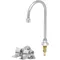 T&S B-0502-03-VL15 Floor Mount Double Pedal Valve and Deck Mount Rigid / Swivel 5 3/4" Dummy Gooseneck Spout with 1.5 GPM Laminar Flow Device