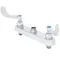 T&S B-1120-LN-WH4 Deck Mount Workboard Faucet Base with 8" Centers, Escutcheon, 4" Wrist Action Handles, and Tailpieces