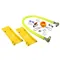 T&S HG-4D-60SK-PS Safe-T-Link 60" Coated Gas Connector Hose with Swivel Fittings, Quick Disconnect, 90 Degree Elbow, Street Elbow, Ball Valve, Restraining Cable, and POSI-SET Wheel Placement System