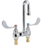 T&S Brass B-0892 Medical Faucet, 4" Deck Mount, Swivel/Rigid Gooseneck, 2.2 GPM Aerator, 4" Wrist Handles