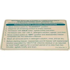 Saniserve Cleaning Decal for Saniserv Part# 10035