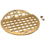 11498 - Franklin - Hinged 5 1/2 in Round Brass Floor Drain Strainer