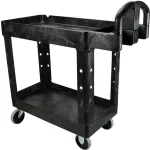 Rubbermaid FG450088BLA HEAVY-DUTY UTILITY CART TWO-SHELF 17.13W X 38.5D