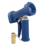 T&S MV-2516-22 Stainless Steel Rear Trigger Water Gun with Blue Rubber Cover, 5/16" Flow Orifice, 3/4" Hose Barb, and 1/2" NPT Threads
